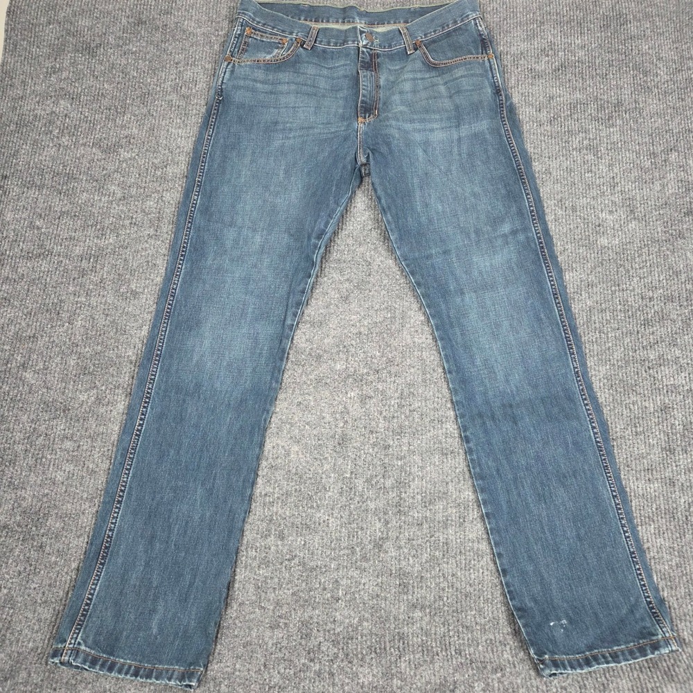 Wrangler 88MWZRT Mens Blue Medium Wash Straight Leg Denim Jeans 38x36